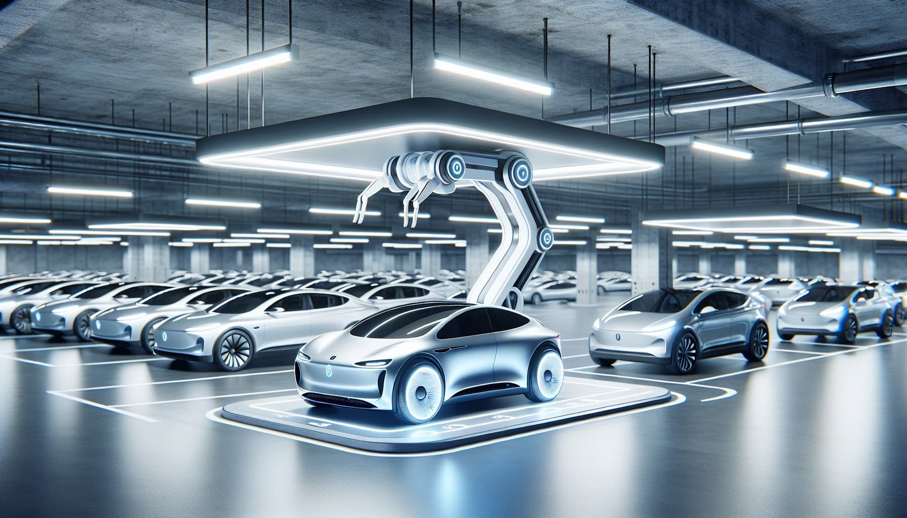 Taha Abbasi China ceiling rail robot EV charging parking garage future technology