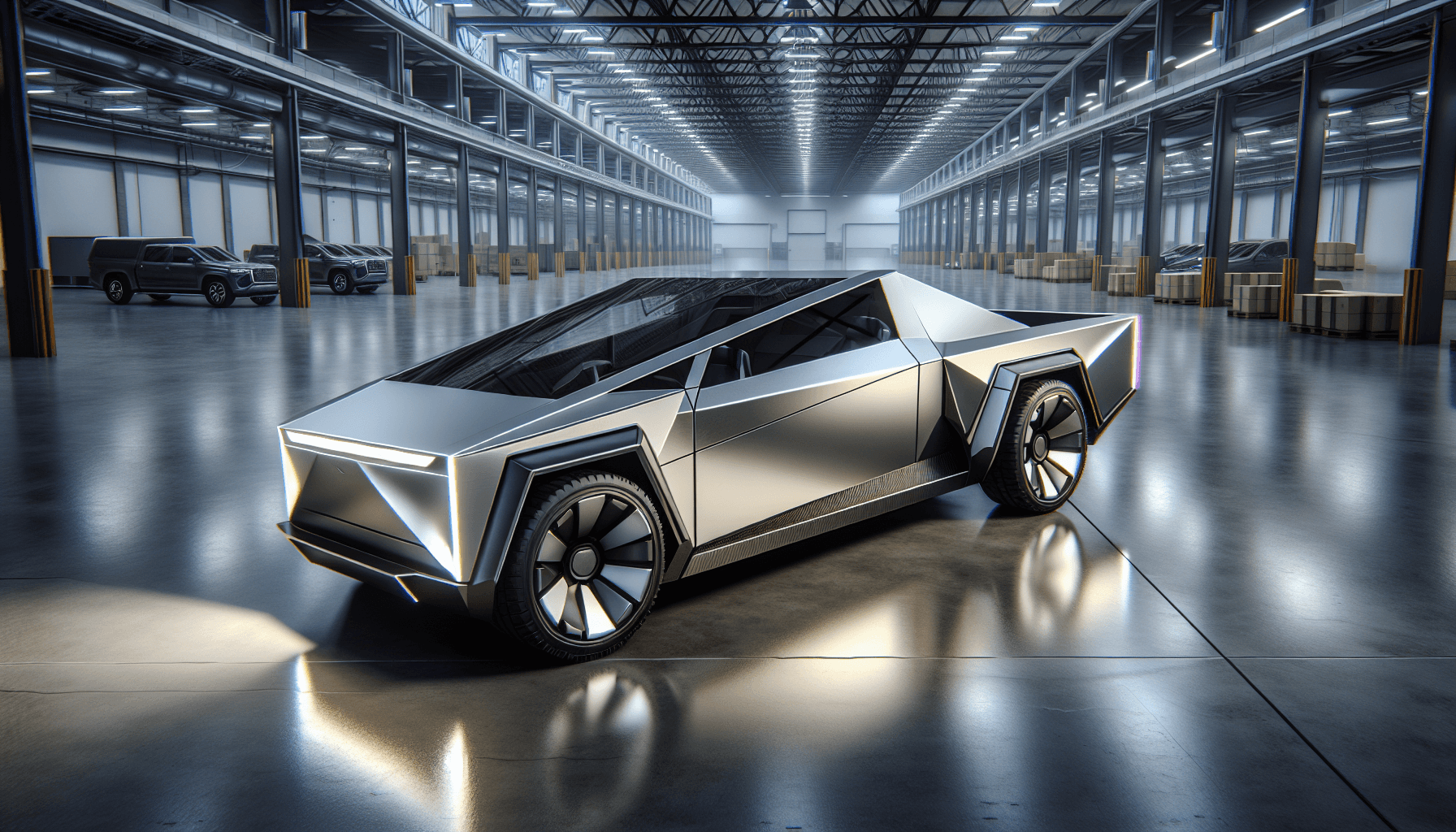 Taha Abbasi Tesla Cybertruck delivery center stainless steel electric pickup